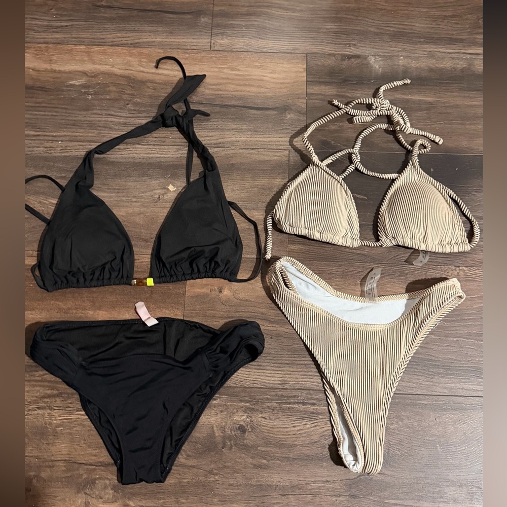 Black and Tan Bikini Set